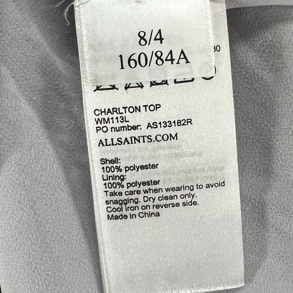 AllSaints Charlton Top Womens 4 Gray Sheer Mesh Geometric Embroidery Modern - Picture 13 of 13